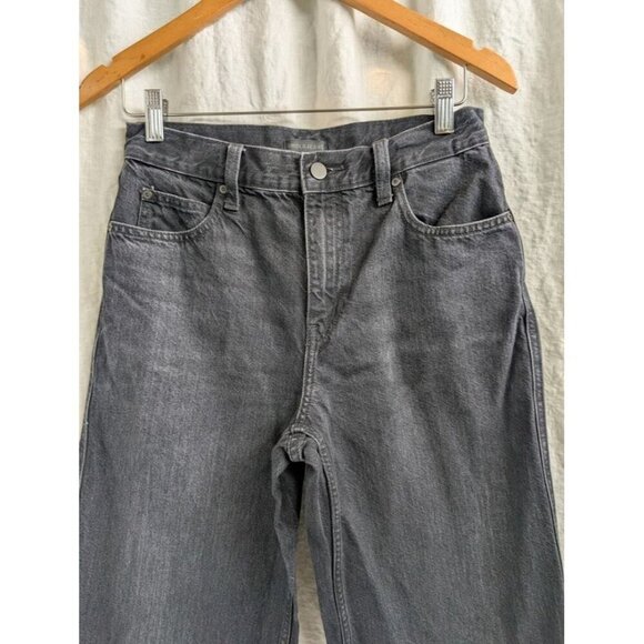 Uniqlo Jeans women size 24" x 31" straight leg baggy black denim 100% cotton B7 - Picture 2 of 11